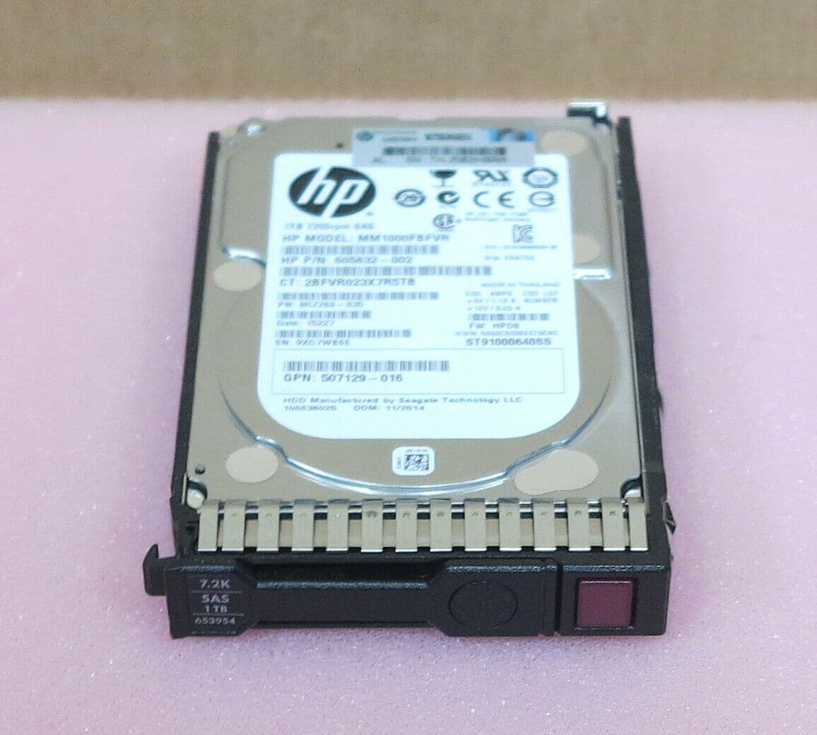 thumbnail image 2 of HP 1TB 7200RPM SAS 3.5" Hard Drive – 653947-001 / 652753-B21 – For G8 G9 Servers (Clean Bulk) 2 of 6