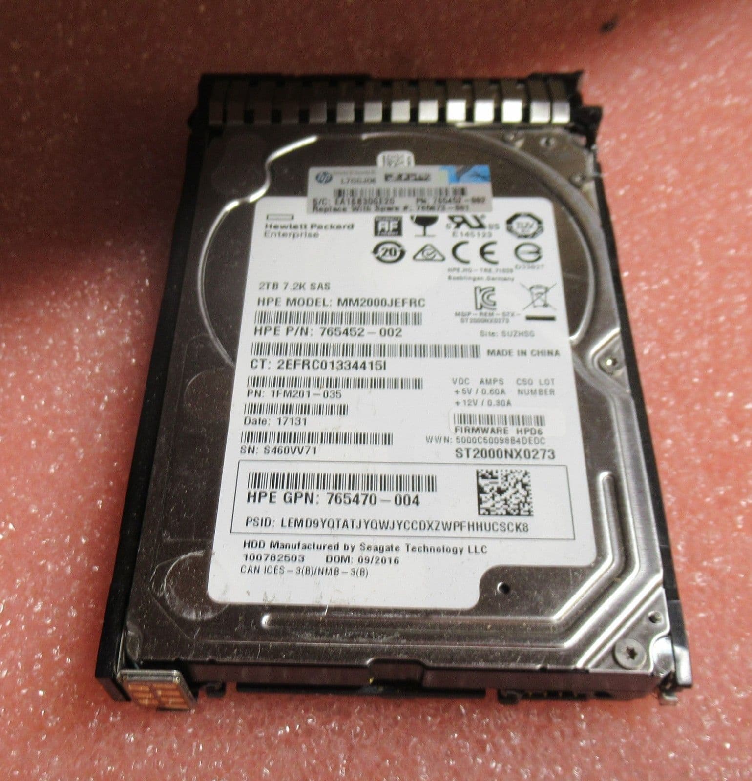 HP 765873-001 765466-B21 2TB 7200RPM SAS 12G Hot plug hard drive HDD