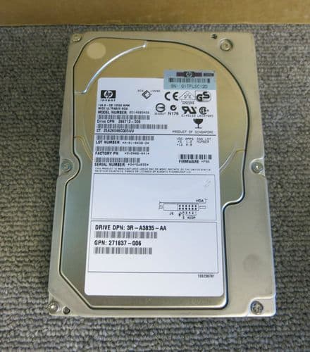 HP Compaq 146.8 GB 3.5" 10K RPM 286712-006 271837-006 Hot Plug Drive HDD