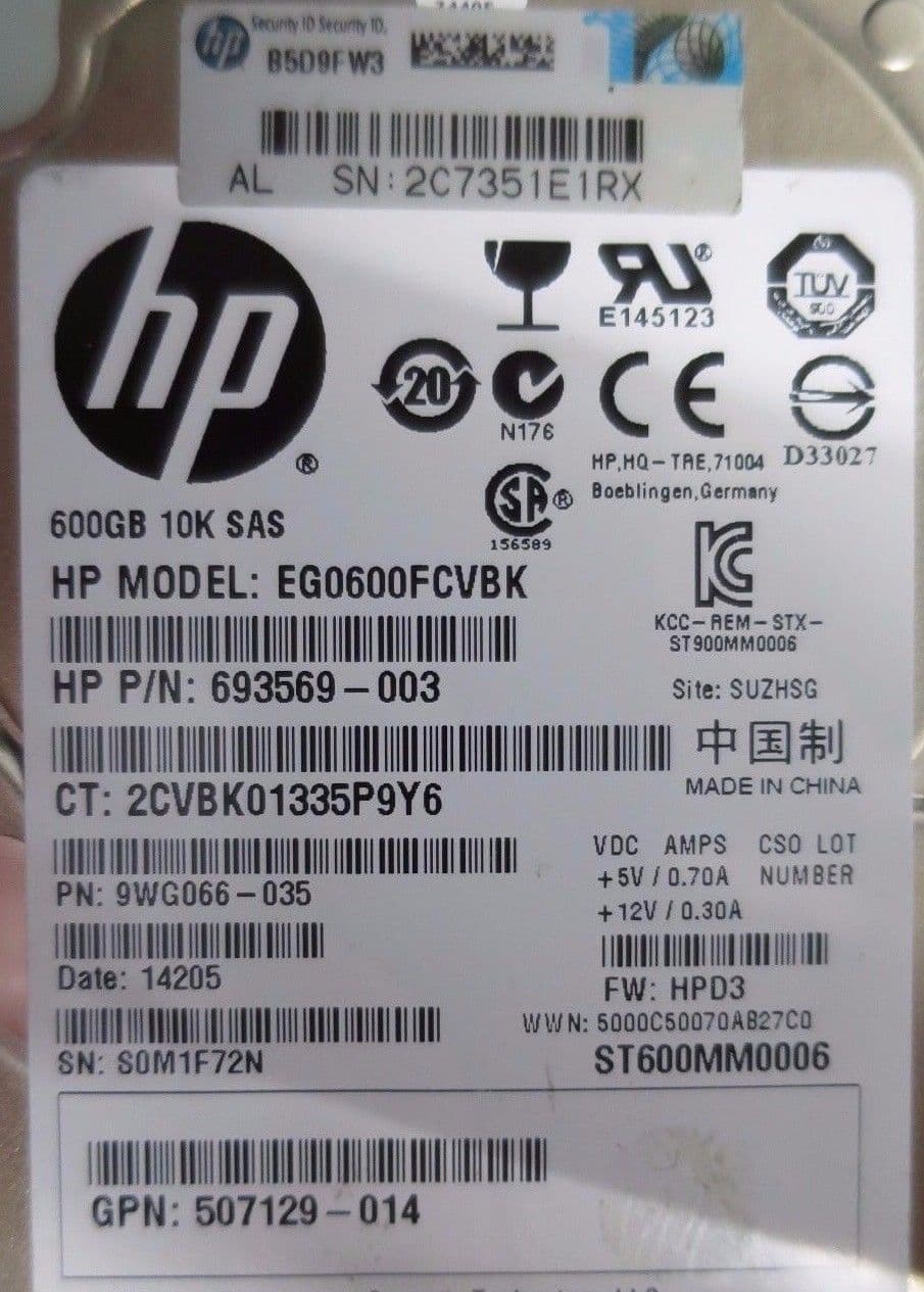 HP EG0600FBVFP 600GB 10K RPM 2 5 Hot-swap SAS HDD Hard Drive 641552-003 ...