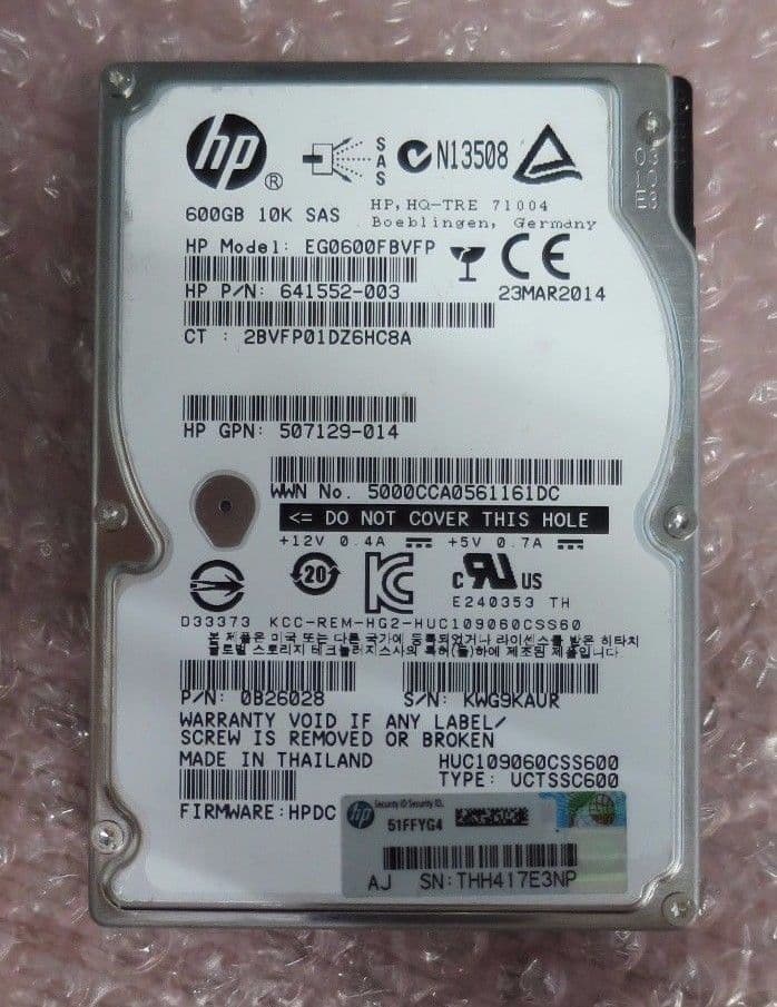 HP EG0600FBVFP 600GB 10K RPM 2 5 Hot-swap SAS HDD Hard Drive 641552-003 ...