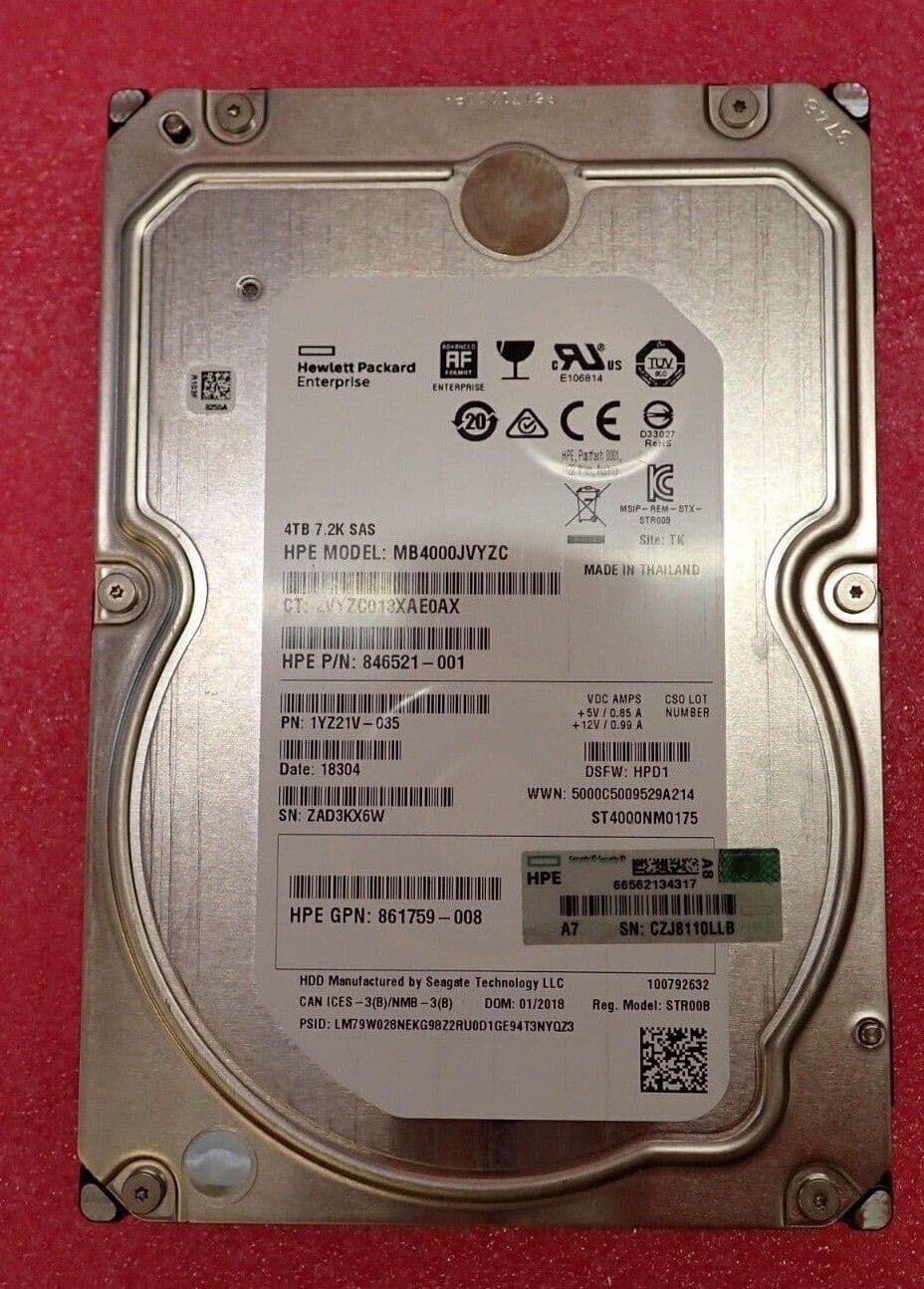 HP MB8000JFECQ 8TB SAS 12Gb/s 7200RPM 3.5" Hard Drive - Used, Verified (Part #819199-001)