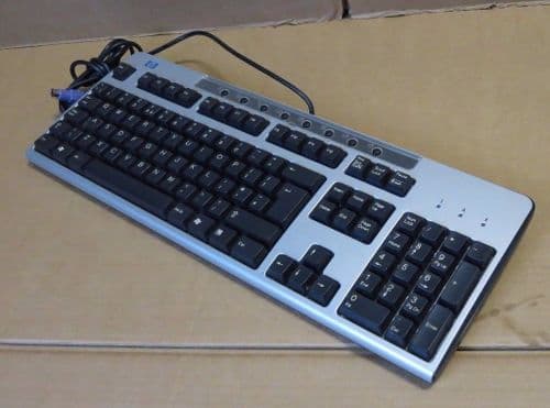 HP KB-0133 Black Silver Keyboard PS2 Wired QWERTY 323686-031
