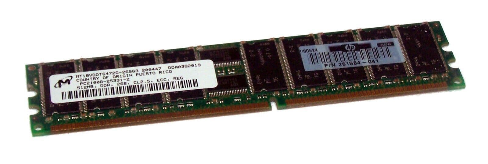 HP Micron 512MB 266MHZ PC2100 CL2 ECC REGISTERED DDR 261584-041