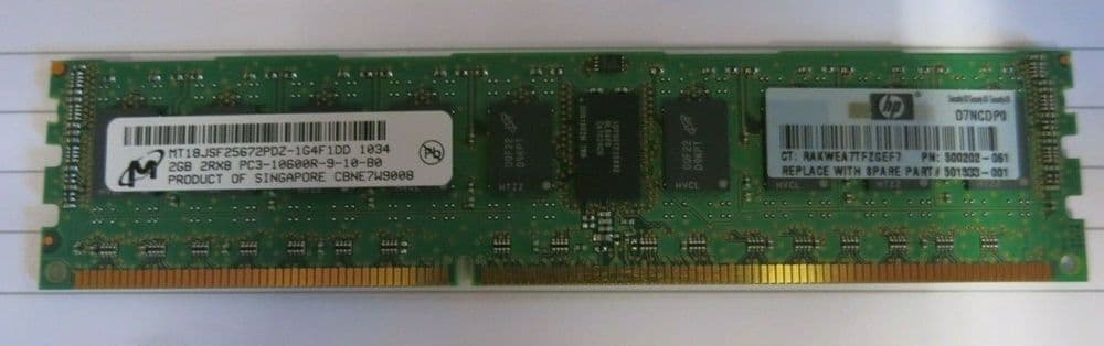 HP 500202-061 | 2GB PC3-10600 DDR3 ECC Memory | HP 501533-001
