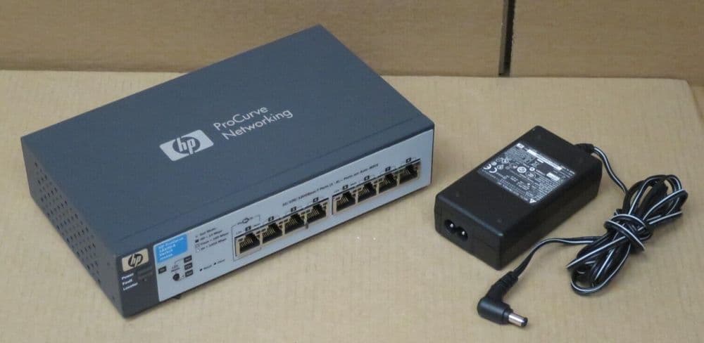 HP ProCurve 1810G-8 8-Port Gigabit PoE Network Switch With AC Adapter ...