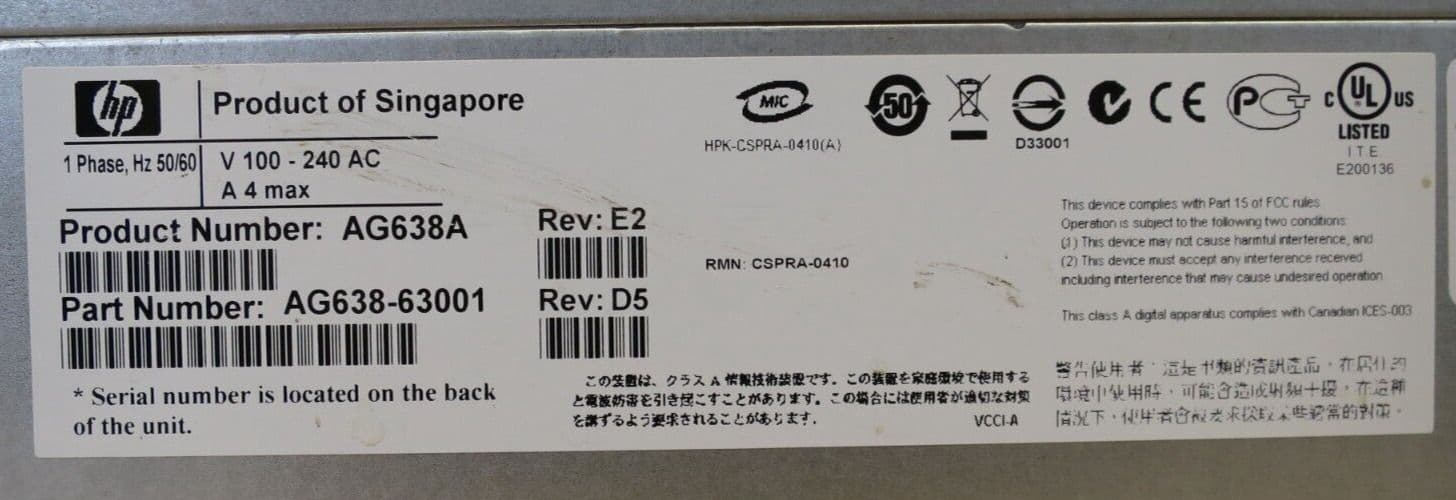 HP StorageWorks 12-Bay Storage Shelf Array 2x 4GB I/O Module AG638A ...