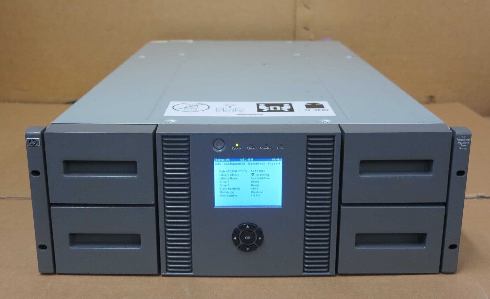 HP StorageWorks MSL4048 2x LTO4 SAS 48-Slot Rack Mount Tape Library AJ038A