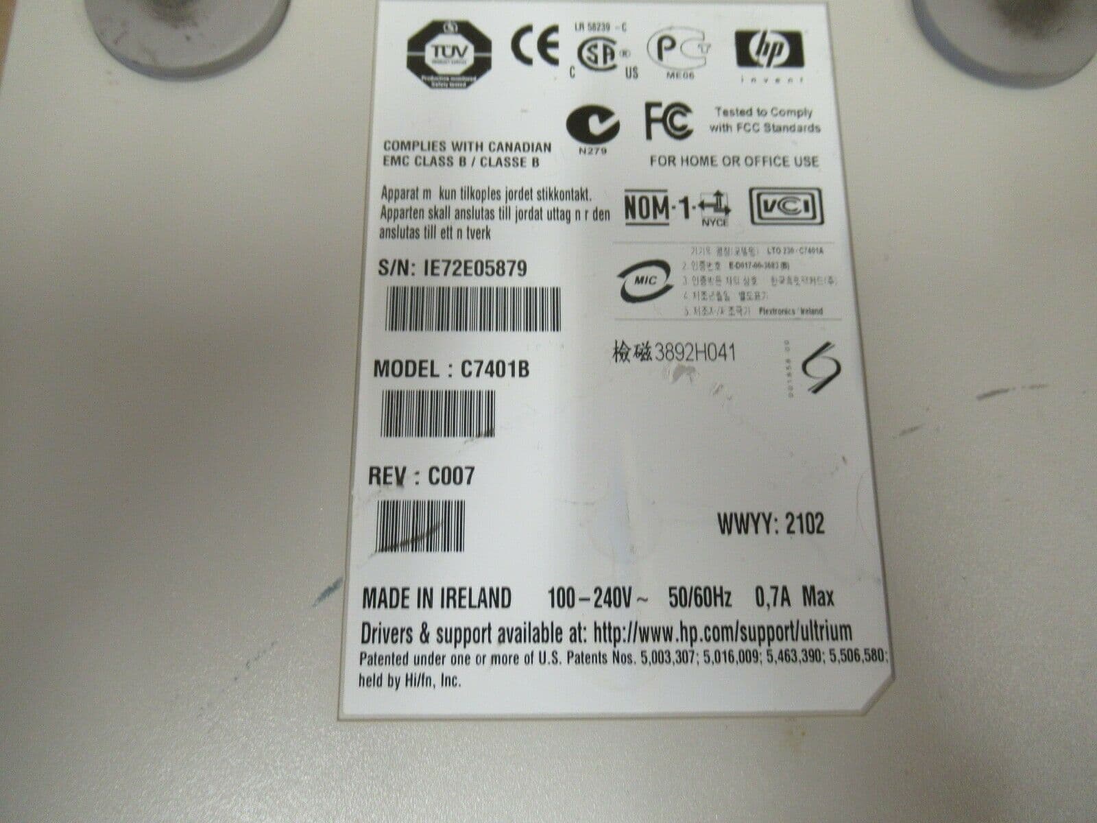 HP StorageWorks Ultrium230 LTO1 SCSI LVD External Backup Tape Drive C7401B