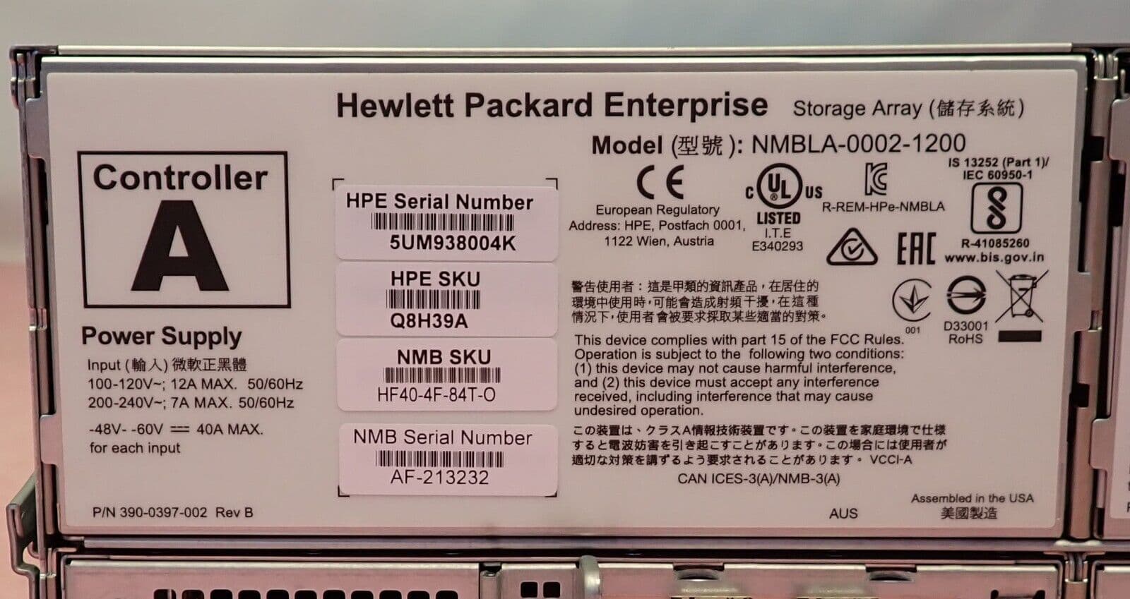 HPE Nimble Storage Adaptive Flash Array HF40 2x Controller 24-Bay 92 ...