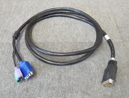 IBM 00N6954 00N7004 KVM Monitor Cable 2M Black DVI-D To VGA 15 Pin Female P/S2