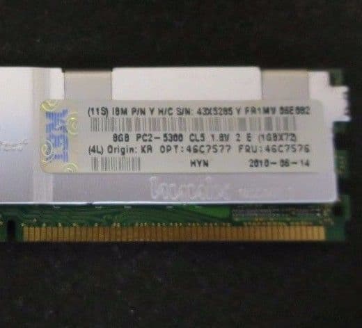 Barrette Mémoire Serveur 8 Go DDR2 PC2-5300F 667 MHz FBDIMM – équivalent IBM 46C7576