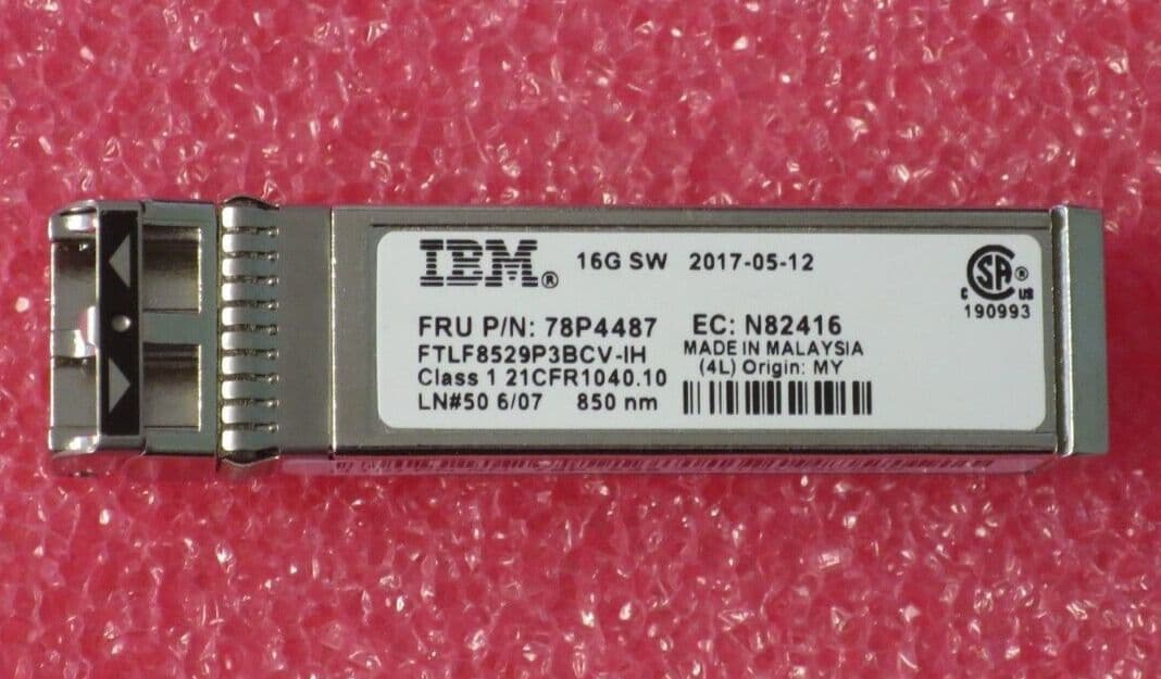 IBM FTLF8529P3BCV-IH 850nm 150m 16Gbps MMF SFP Transceiver Module 78P4487