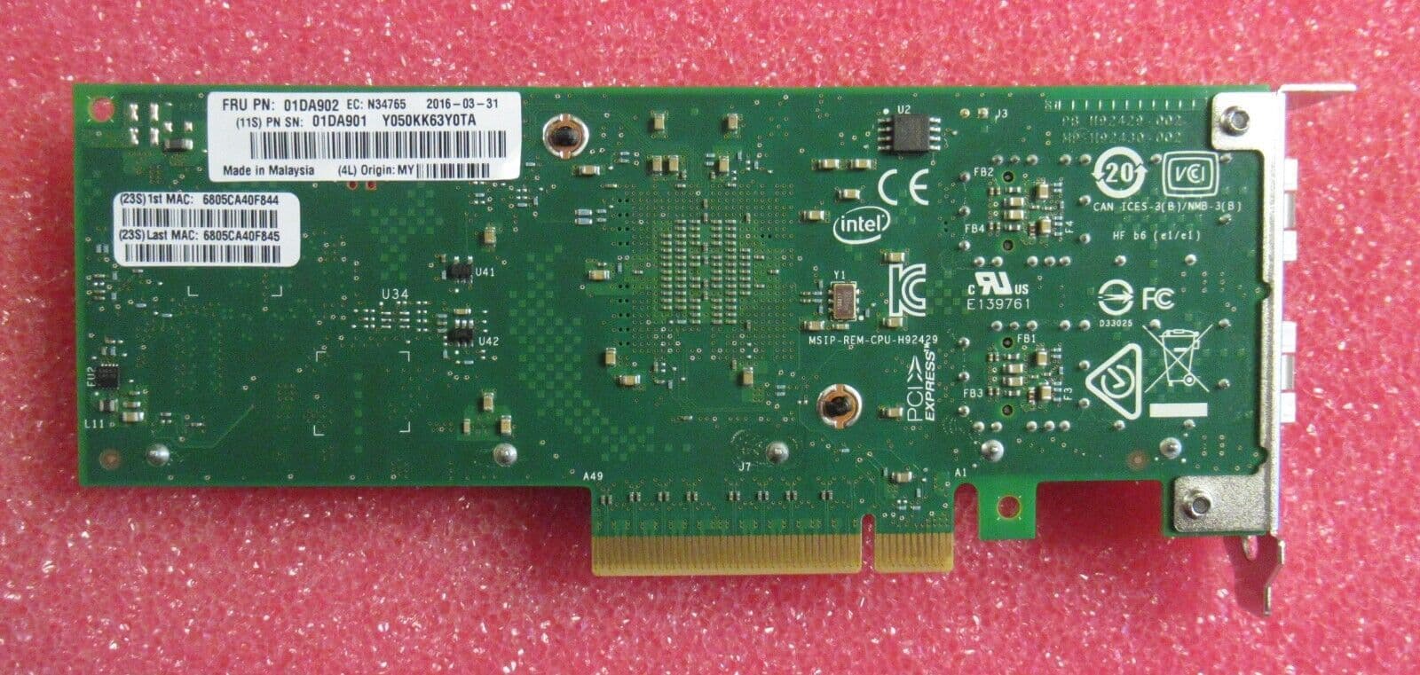 IBM Intel X710-DA2 Dual Port 10GB SFP PCIe PCI-E 01DA901