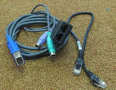 IBM KVM VGA/PS2 1.5M Conversion Cable with 15" Cat5 Ethernet Patch Cable,26K4177