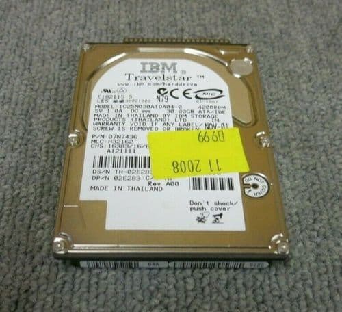 IBM TravelStar IC25N030ATDA04-0 07N7436 30GB 42000RPM 2MB ATA-100 2.5" HDD