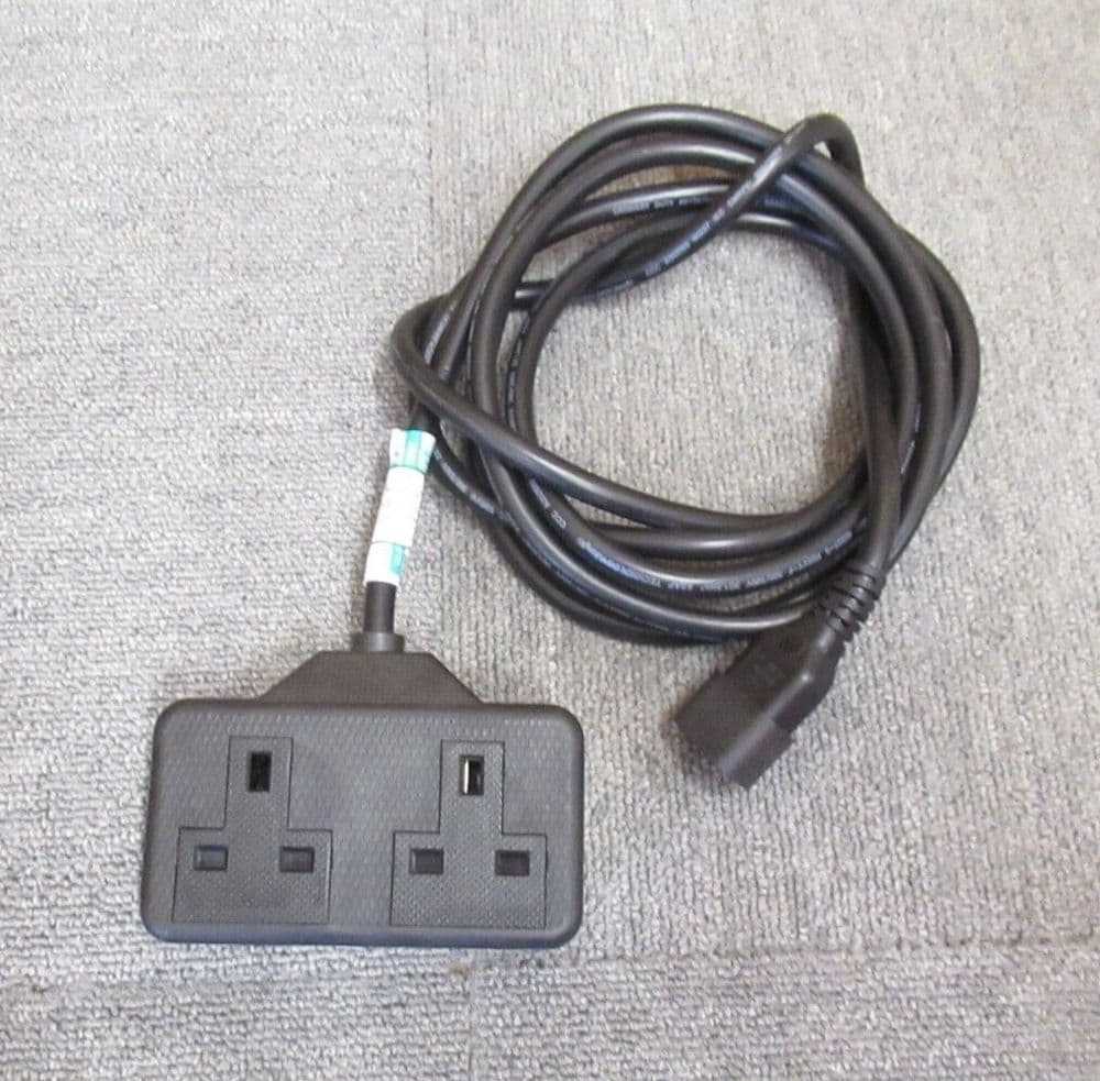 IEC C14 Male To 2 Gang UK Socket Black Extension Mains Cable 2 5M
