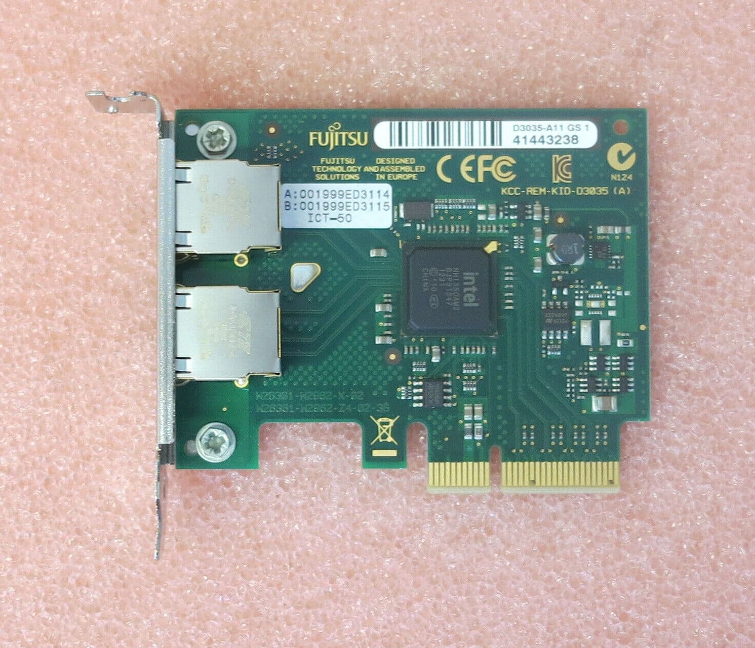Intel Fujitsu i350-T2 D3035-A11 Ethernet Network Interface Card PCI-E ...