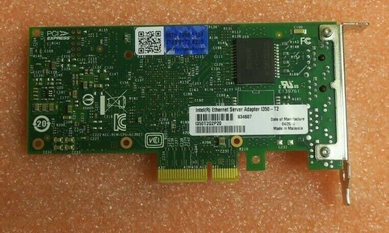 Intel I350-T2 Dual Port Gigabit Network Card – PCIe 2.1 X4 Low Profile, Refurbished