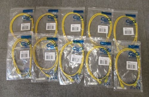 Job Lot 10 x CablesToGo 83241 Ethernet RJ45 Male 1m Cat5e Yellow UTP Patch Cable