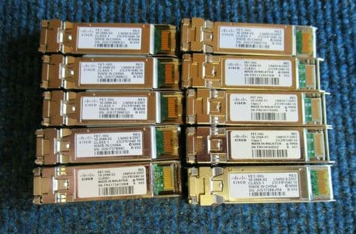 Job Lot 10 x Cisco 10-2566-02 FET-10G Multi-Mode Fibre 850nm SFP Transceiver