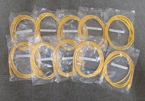 Job Lot 10 x Ethernet RJ45 Male 1.5m Cat5e Yellow UTP Flush Moulded Patch Cable