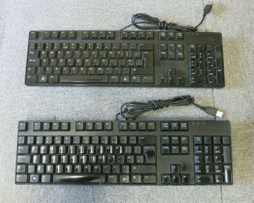 Job Lot 2 x Dell KB1421 M377H Wired QuietKey Multimedia USB UK Qwerty Keyboard