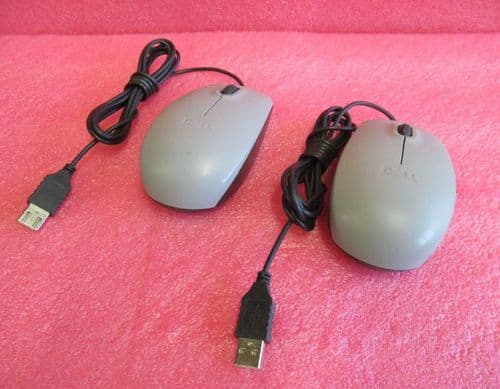 Job Lot 2 x Dell YR0N4 0YR0N4 MS111-L Grey USB Wired 3-Button Optical Mouse