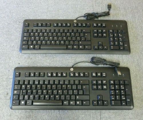 Job Lot 2 x HP KU-1156 672647-033 724720-031 Wired USB QWERTY UK Keyboard Black