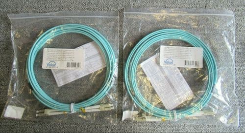 Job Lot 2 x New Value 21.99.8703 Fibre Optic Cable 50/125 LC/LC OM3 Turquoise 3M