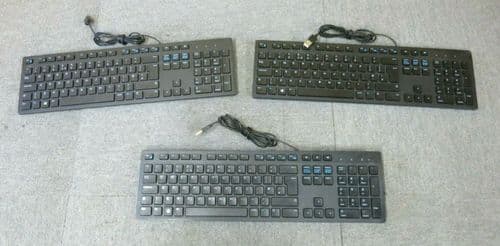 Job Lot 3 x Dell KB216 RX6RM Black UK QWERTY Multimedia USB Wired Keyboard