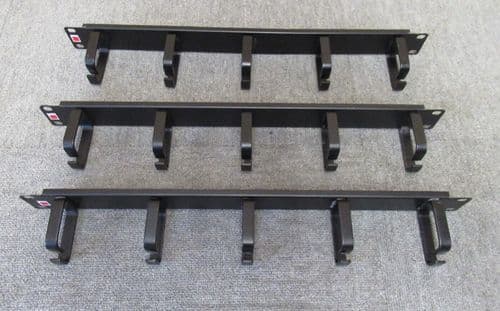 Job Lot 3 x Lindy 1U 19" 5 Ring Cable Tidy Management Panel Vertical Black