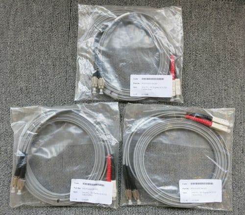 Job Lot 3 x New Fibre Optic Cable 3M FC To SC Duplex 62.5/125 2.8mm 0.50dB Grey