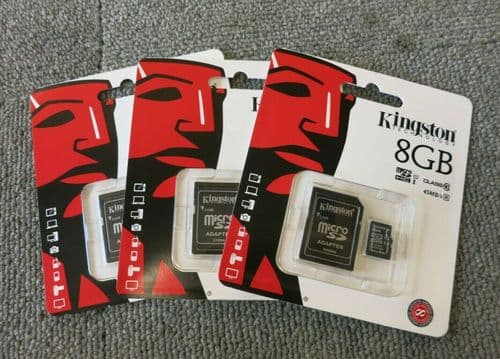 Job Lot 3 x New Kingston SDC10G2/8GB 8GB Class 10 Micro SD UHS Memory Card