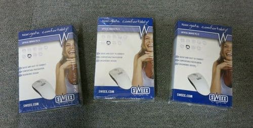 Job Lot 3 x New Sweex.com M1001 PS/2 Wired 3 Button White Optical Mouse