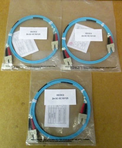 Job Lot 3 x SC-SC 50/125 Duplex Multimode (OM3) Fibre Lead Aqua Blue SC-SC 2m
