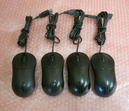 Job Lot 4 x Dell XN966 XN967 Wired USB Optical Black 3 Button Scroll Wheel Mouse