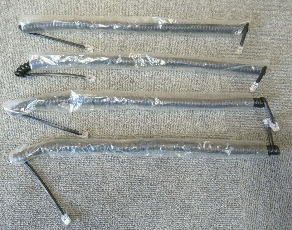 Job Lot 4 x New Black RJ9 To RJ9 Telephone Handset Coiled Spiral Cable