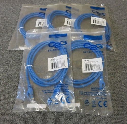 Job Lot 5 x C2G 83388 2M Blue Cat6 RJ45 Booted Unshielded Snagless Patch Cable