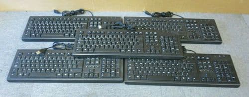 Job Lot 5 x HP 697737-031 Wired USB QWERTY UK Multimedia Straight Keyboard Black