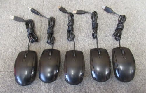Job Lot 5 x HP MODGUO 697738-001 Black USB Wired 3 Button Optical Scroll Mouse
