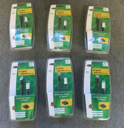 Job Lot 6 x Belkin F3L903u30-BLK 30ft 9.2m Hi Speed Internet Modem Cable New
