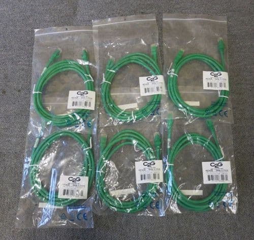 Job Lot 6 x C2G 83428 2M Green Cat6 RJ45 Booted Unshielded Snagless Patch Cable