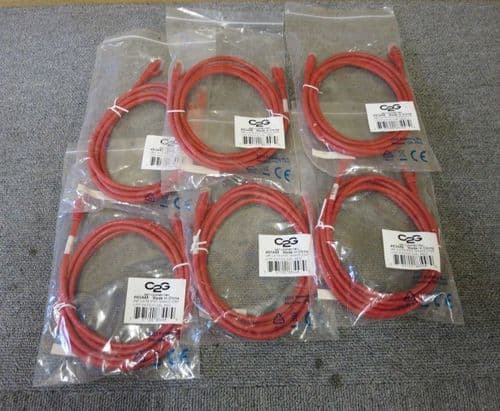 Job Lot 6 x C2G 83448 2M Red Cat6 RJ45 Booted Unshielded Snagless Patch Cable