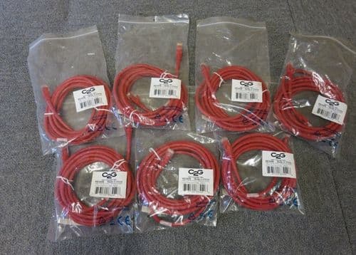 Job Lot 7 x C2G 83449 3M Red Cat6 RJ45 Booted Unshielded Snagless Patch Cable