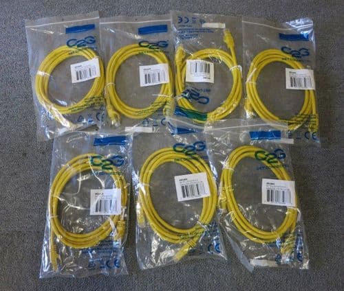 Job Lot 7 x C2G 83468 2M Yellow Cat6 RJ45 Booted Unshielded Snagless Patch Cable