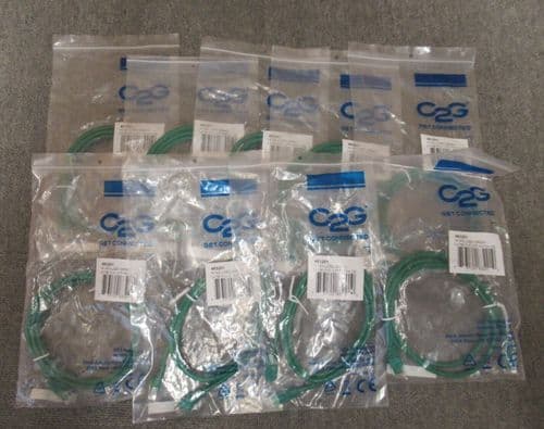 Job Lot 9 x CablesToGo 83201 Ethernet RJ45 Male 1m Cat5e Green UTP Patch Cable