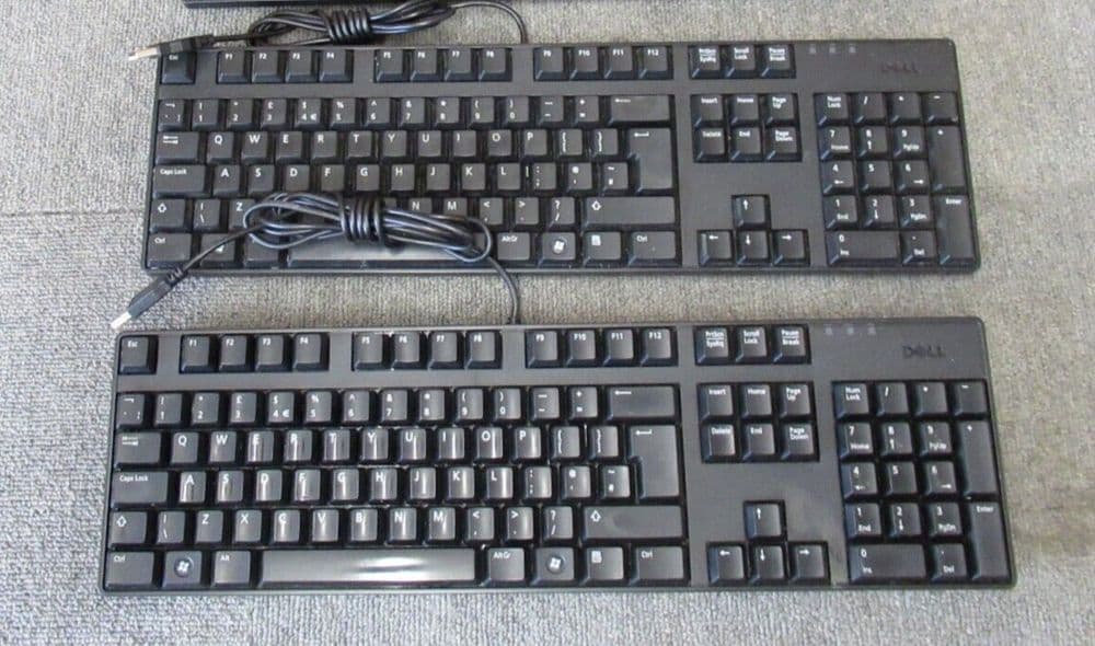 Joblot 2 x Dell KB1421  M377H Wired QuietKey Multimedia USB UK Qwerty Keyboard