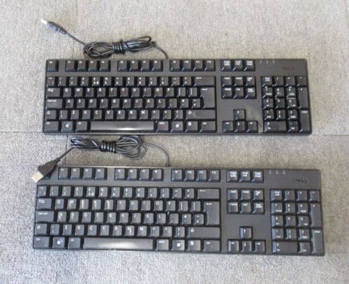 Joblot 2 x Dell KB1421 Wired QuietKey Multimedia USB UK Qwerty Keyboard M377H