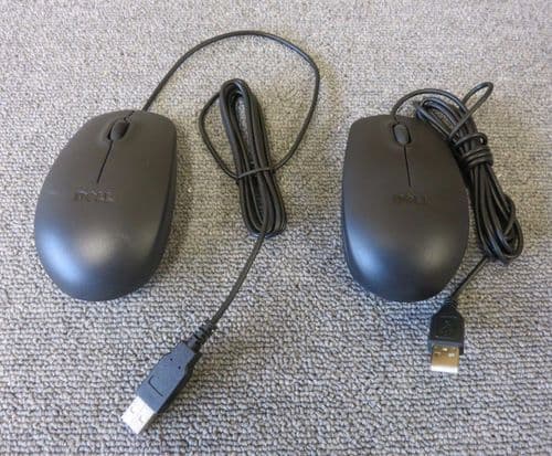 Joblot 2 x Dell MS111-P Black Optical USB 3-Button Scroll Wheel Mouse